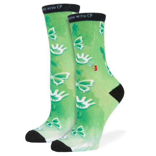 Cerebral Palsy Awareness Watercolor Crew Sock Green