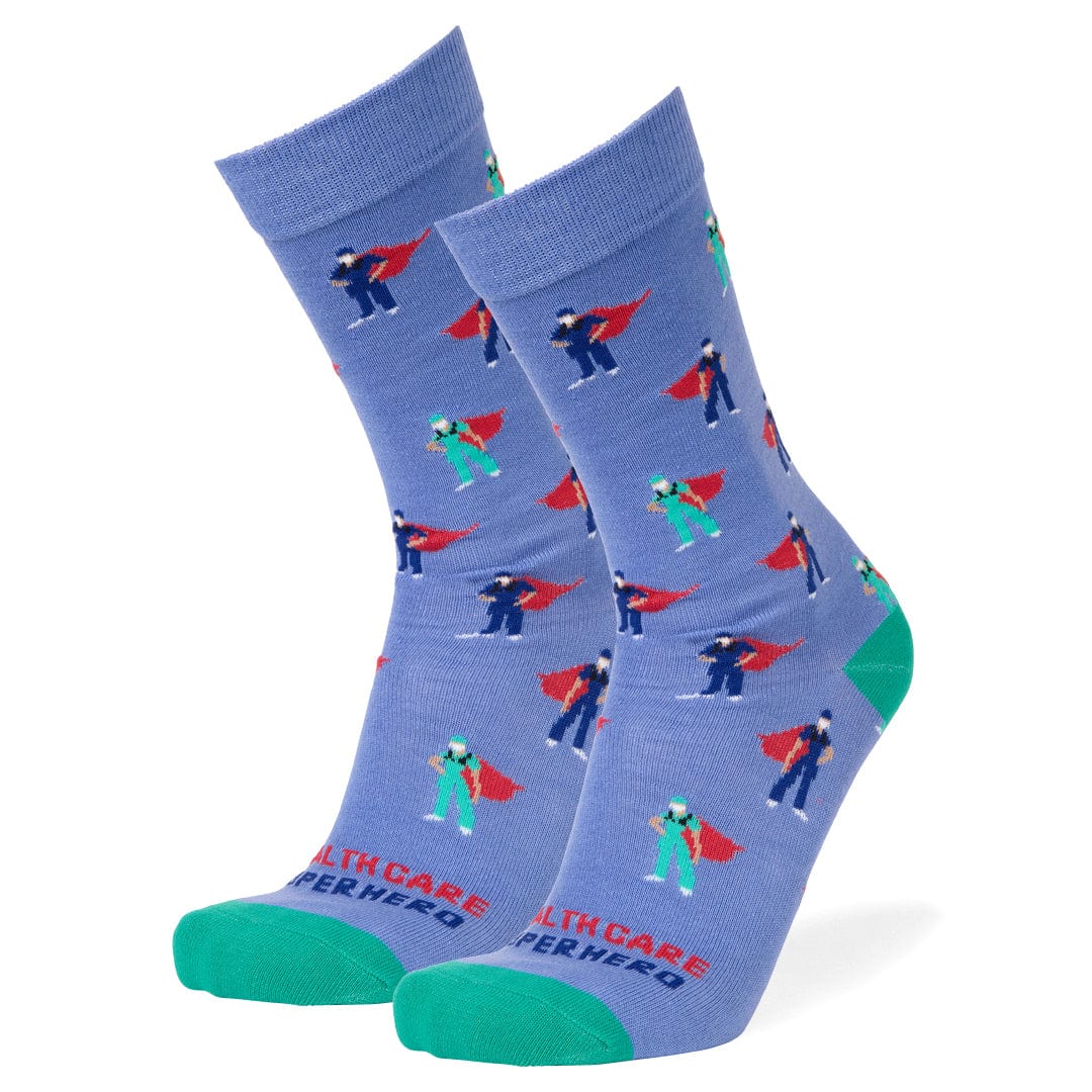 Healthcare Superhero Sock Crew Socks Blue / Men's