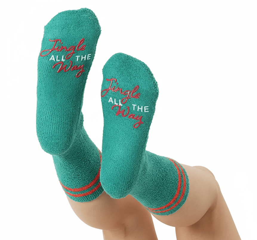 Jingle Fuzzy Crew Socks Green Living Royal
