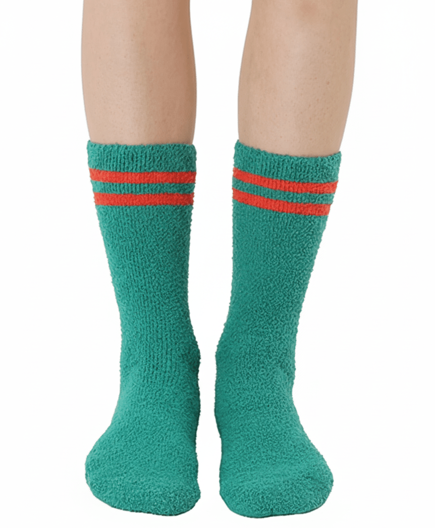 Jingle Fuzzy Crew Socks Green Living Royal