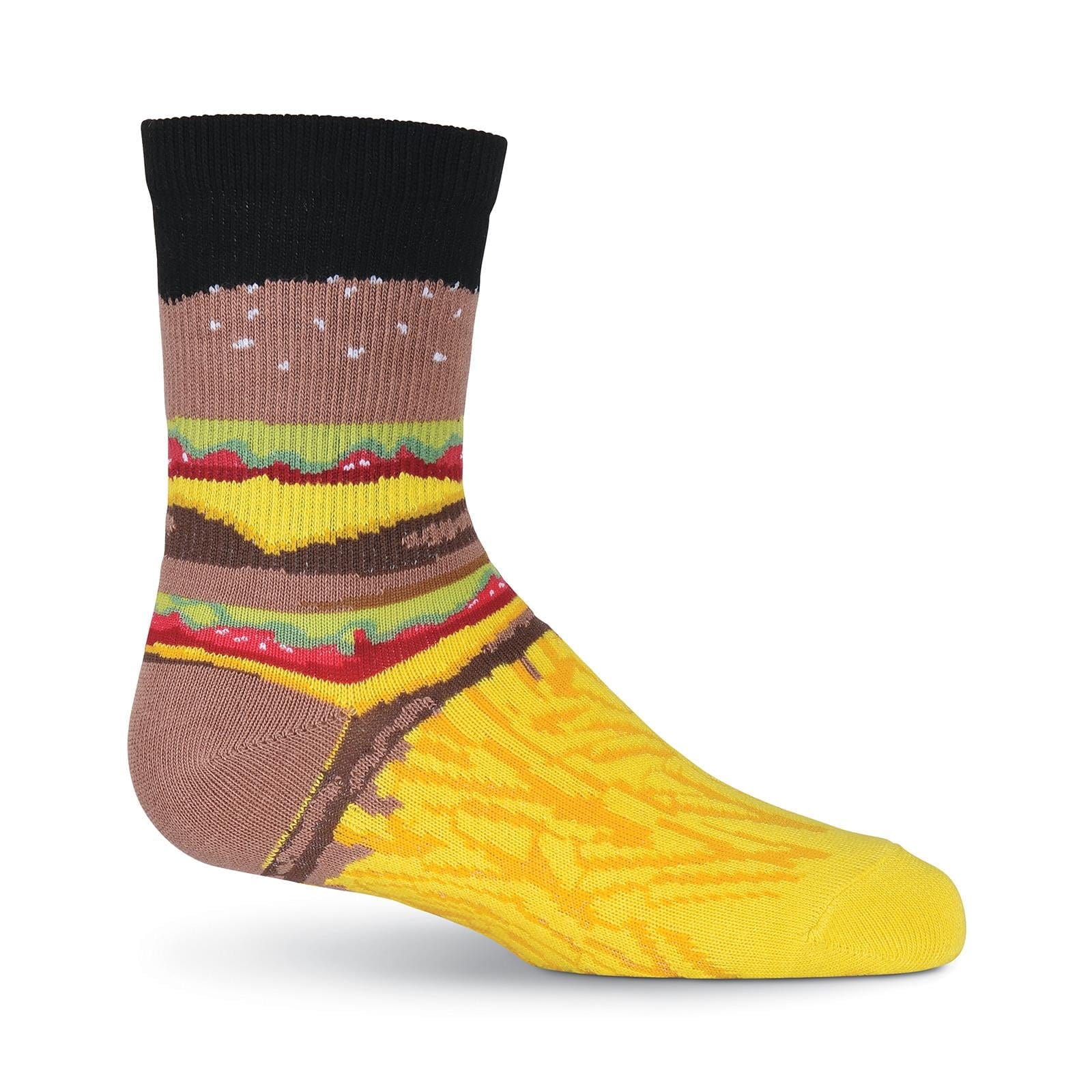 Burger and Fries Kid's Crew Socks Black