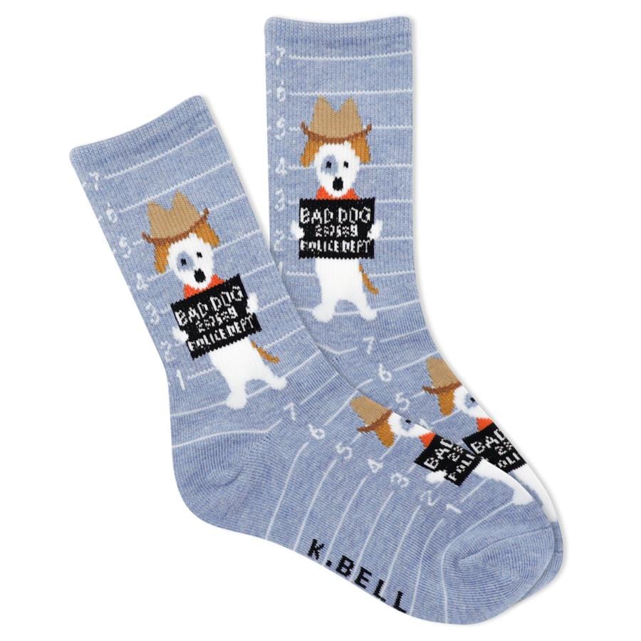 Bad Dog Kid's Crew Socks Grey