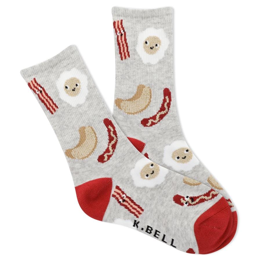 Breakfast Kid's Crew Socks Grey