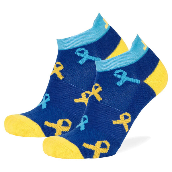 Down Syndrome Multi Ribbon Lowcut Socks Blue / Large