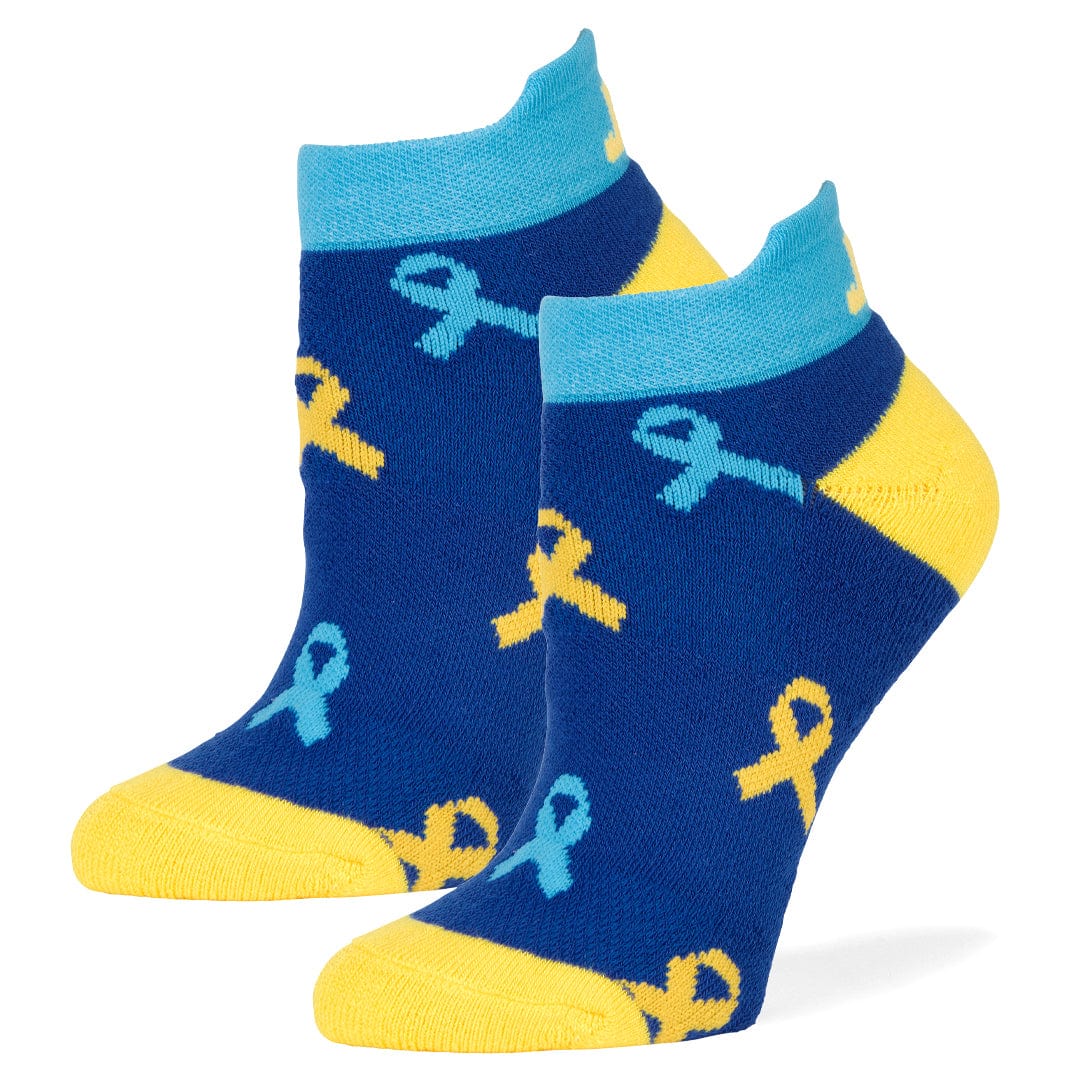 Down Syndrome Multi Ribbon Lowcut Socks Blue / Medium