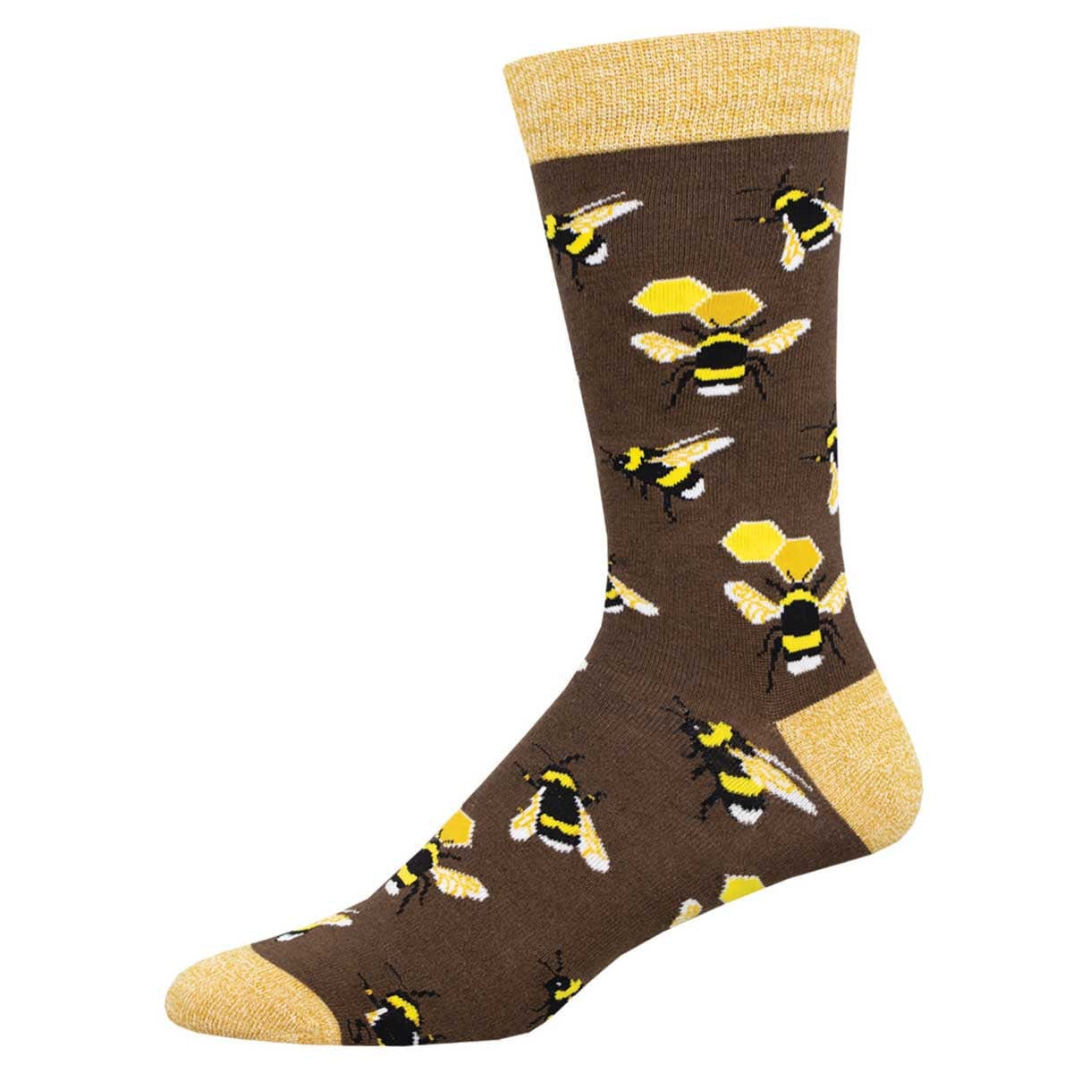 Honey In The Bank Bamboo Men's Crew Socks Brown