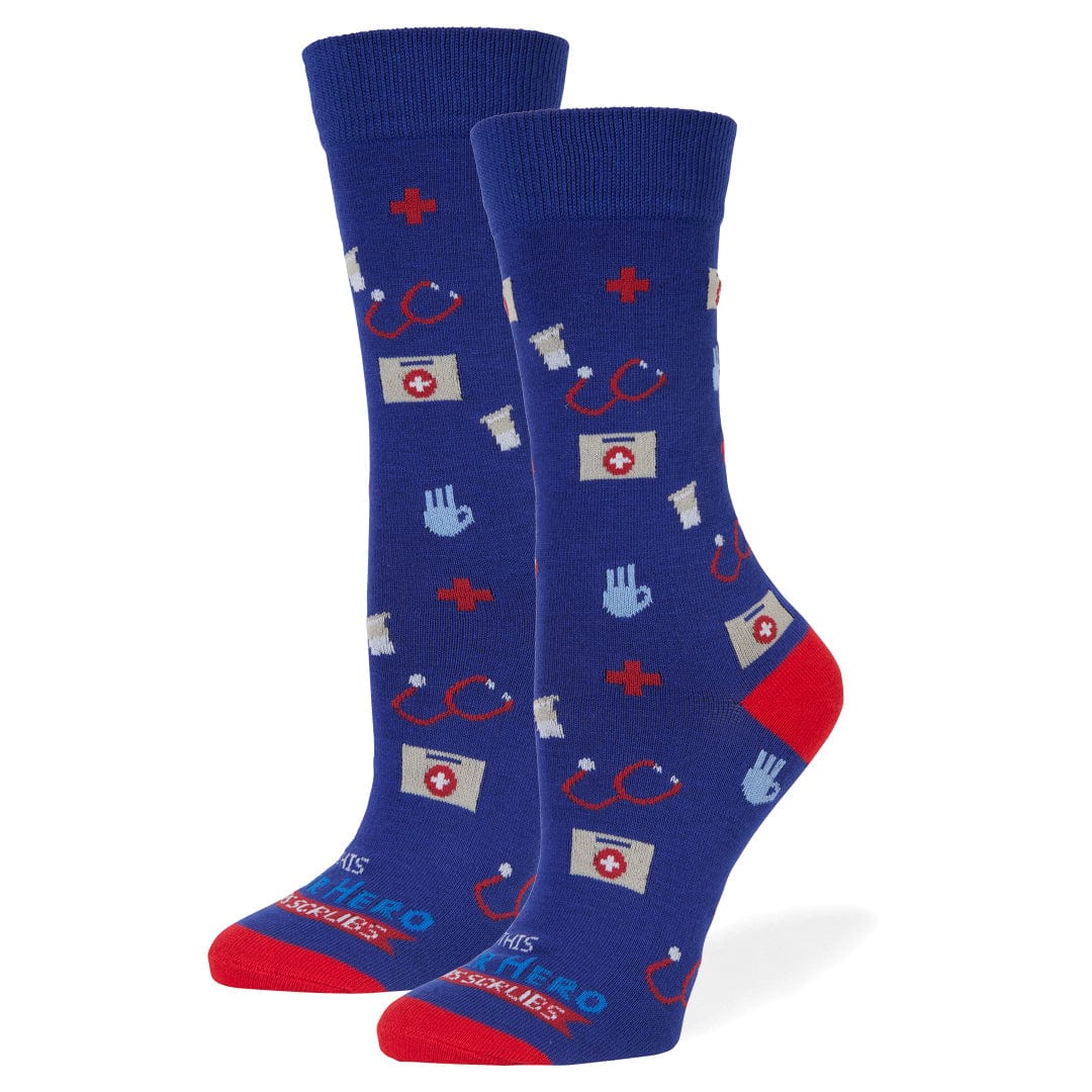 This Superhero Wears Scrubs Sock Crew Socks Navy / Women