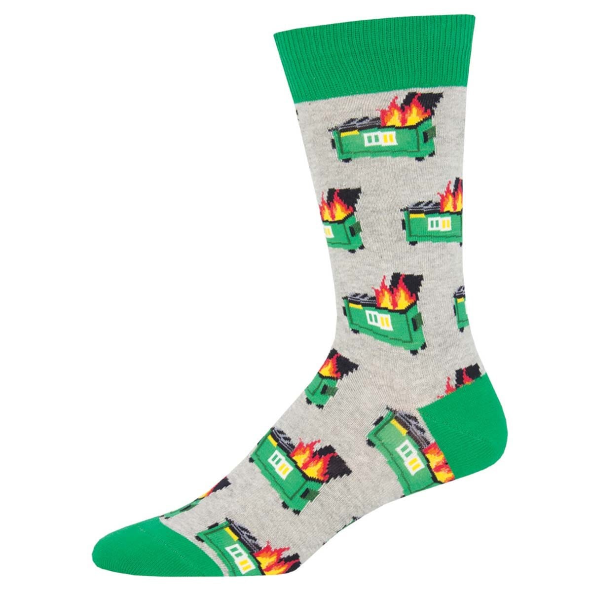 Dumpster Fire Men's Crew Socks Grey