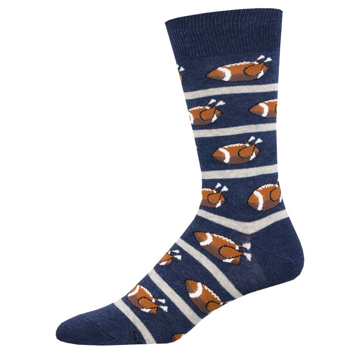 Thanksgiving Football Men's Crew Socks Blue