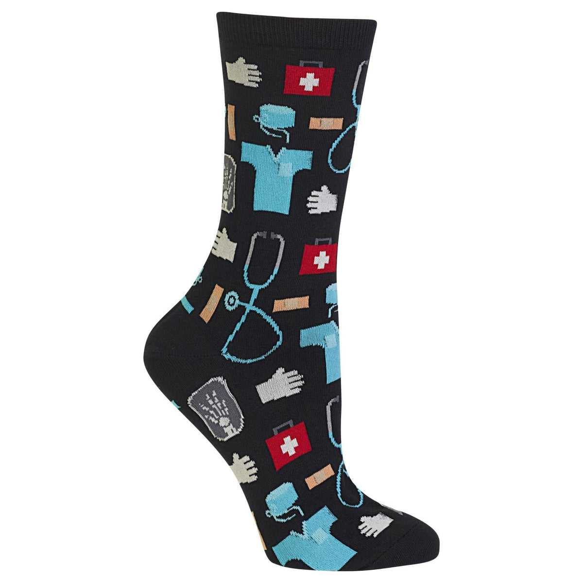 Medical Women's Crew Socks Black HotSox