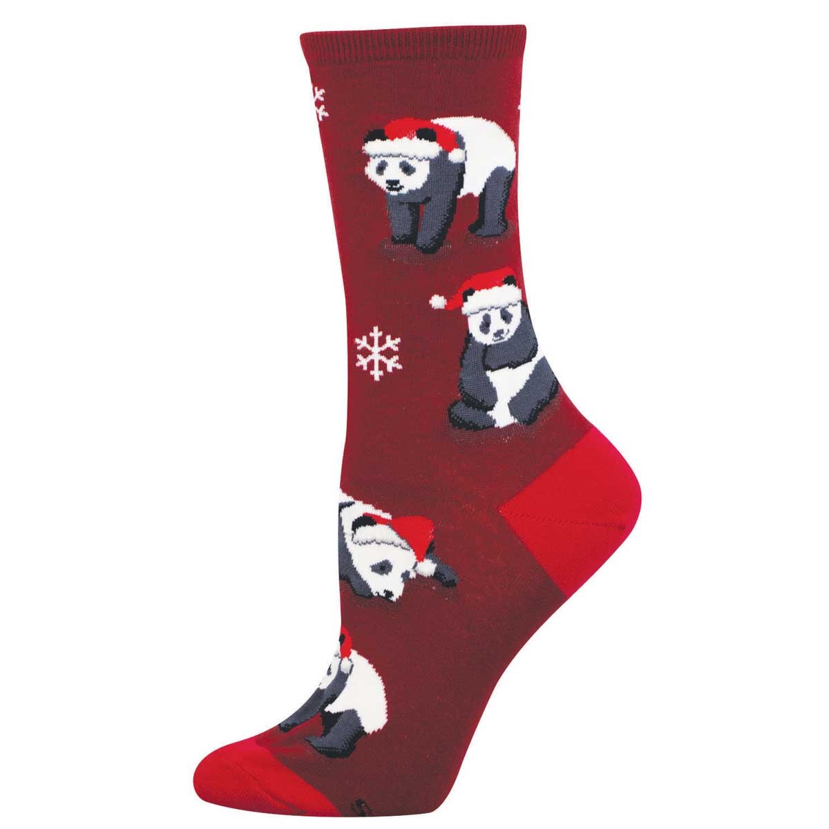 Merry Panda Crew Socks Burgundy SockSmith