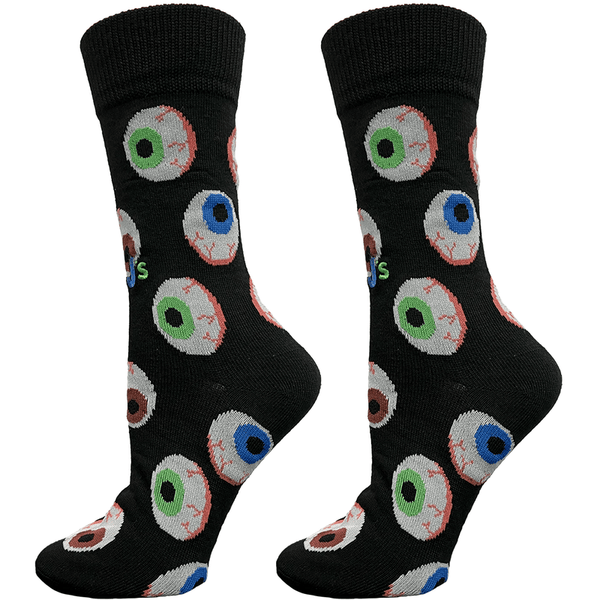 Spooky Eyeballs Crew Socks Black / Medium John's Crazy Socks