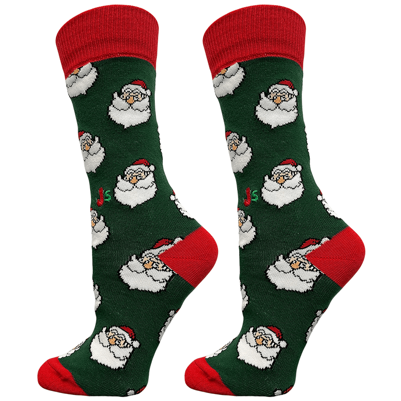 Jolly Santa Crew Socks Green / Medium John's Crazy Socks
