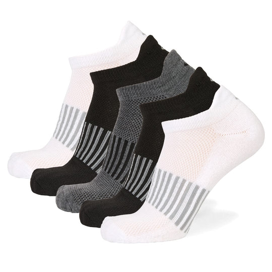 Athletic No Show 5 Pack - Black/White/Grey Assorted / Large