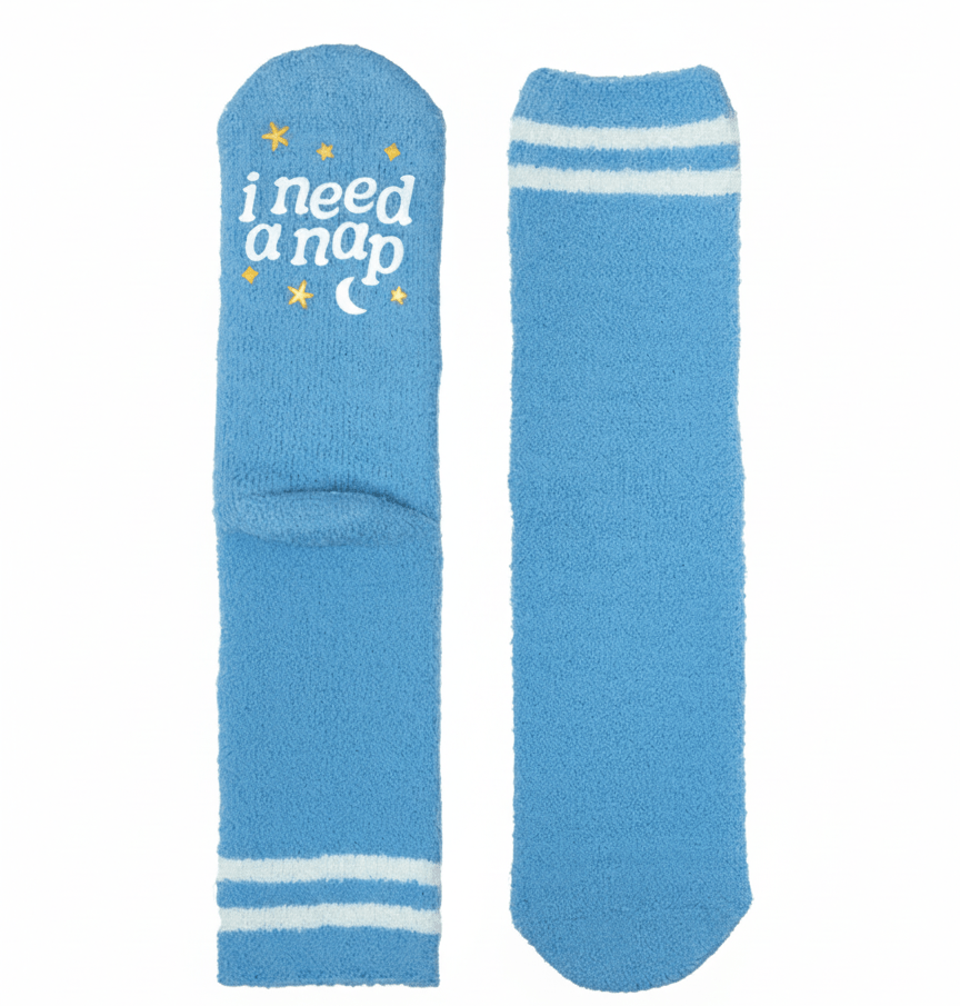 Nap Fuzzy Crew Socks Blue Living Royal