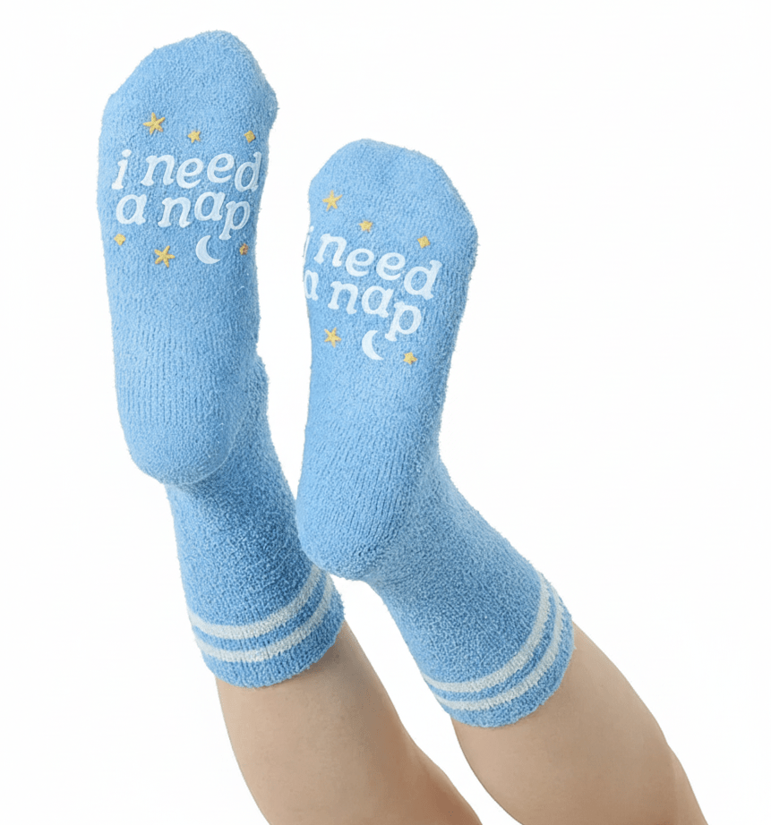 Nap Fuzzy Crew Socks Blue Living Royal