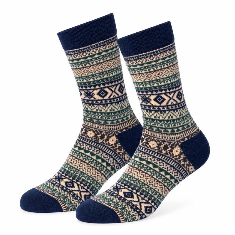 Nordic Fair Isle Crew Socks Navy Tutuanna