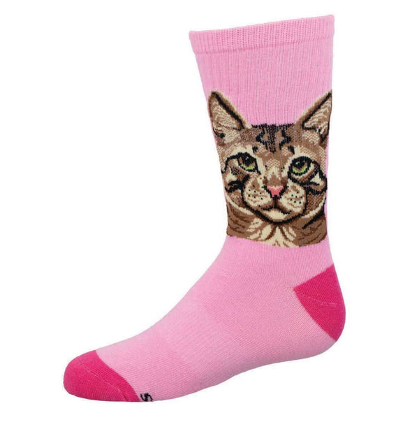 Purrfect Portrait Junior Athletic Crew Sock Pink / Junior SockSmith