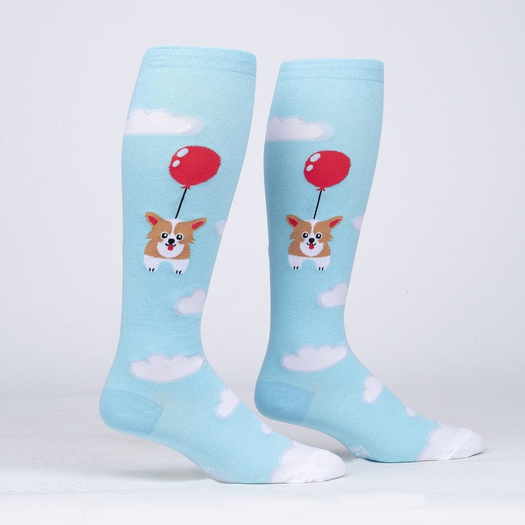Pup, Pup, and Away Women's Wide Calf Knee High Sock Blue / Wide Calf