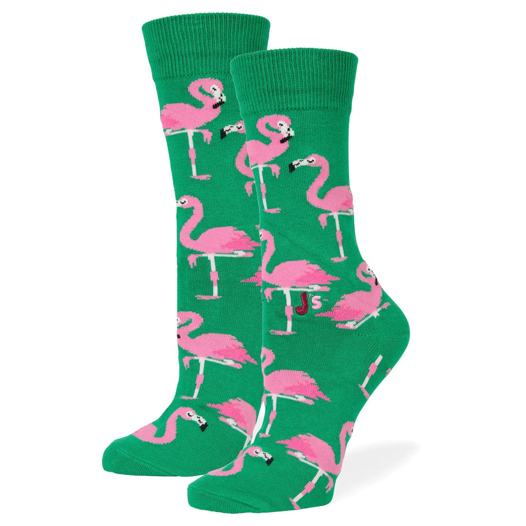 Flamingo Crew Socks Teal / Medium