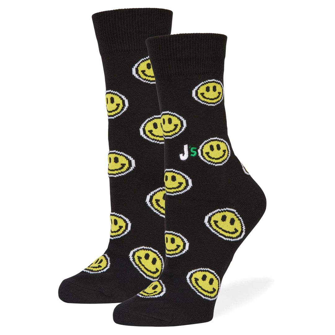 Smiley Faces Women&#39;s Crew Socks Black