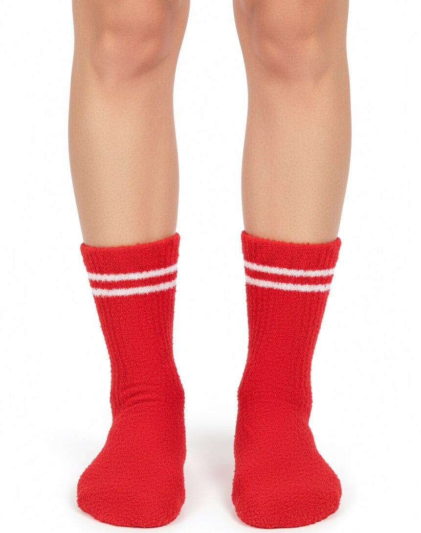 Santa Baby Fuzzy Crew Socks Red Living Royal