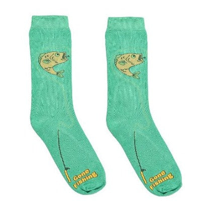Fish 3D Crew Socks Green