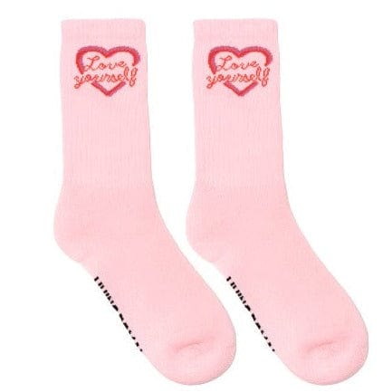 Love Yourself Crew Socks Pink