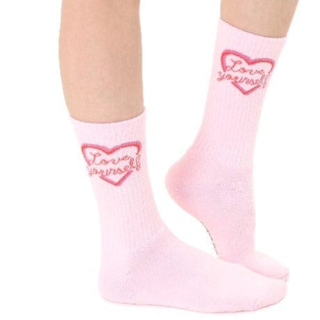 Love Yourself Crew Socks Pink
