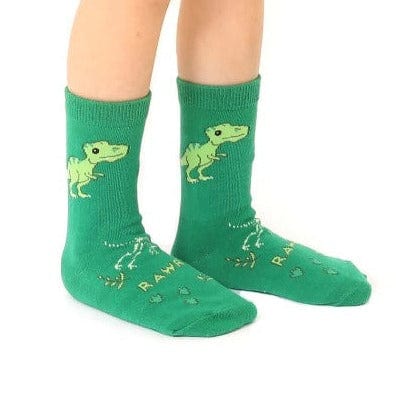 Dino 3D Kid&#39;s Crew Socks Green