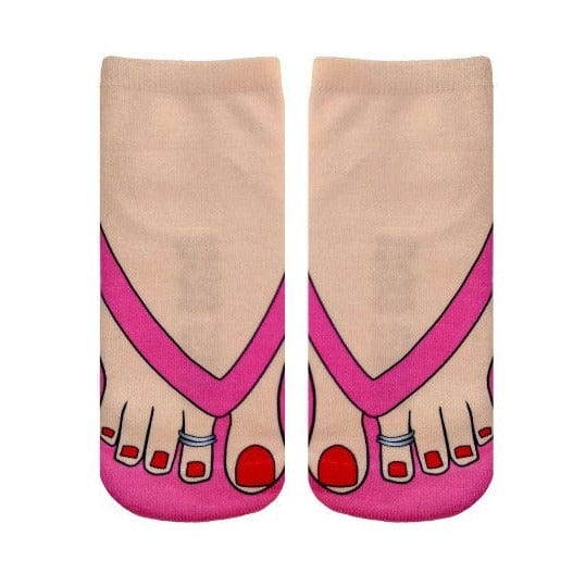Flip Flops Ankle Socks Tan