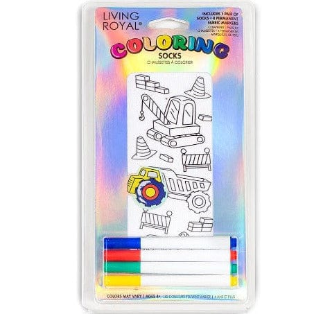 Tractor Zone Coloring Socks White