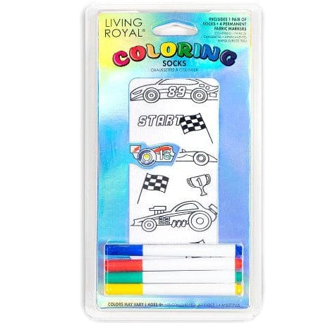 Race Car Coloring Socks White