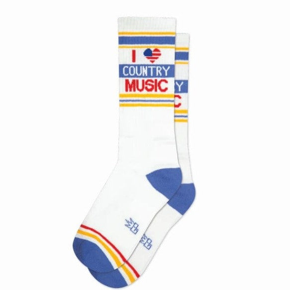 I Love Country Music Unisex Crew Socks White