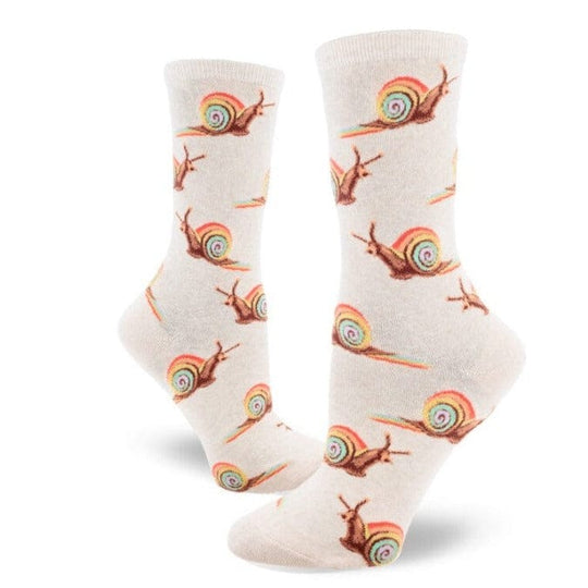 Rainbow Snail Women's Crew Socks Tan