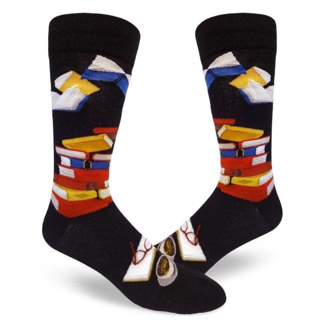 Library Socks for Literacy Men’s Crew Sock black