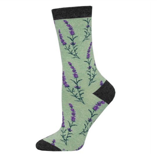 Lovely Lavender Women's Bamboo Crew Socks Green