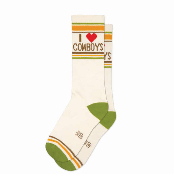 I Love Cowboys Crew Socks Ivory