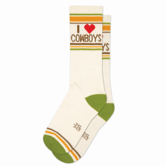 I Love Cowboys Crew Socks Ivory