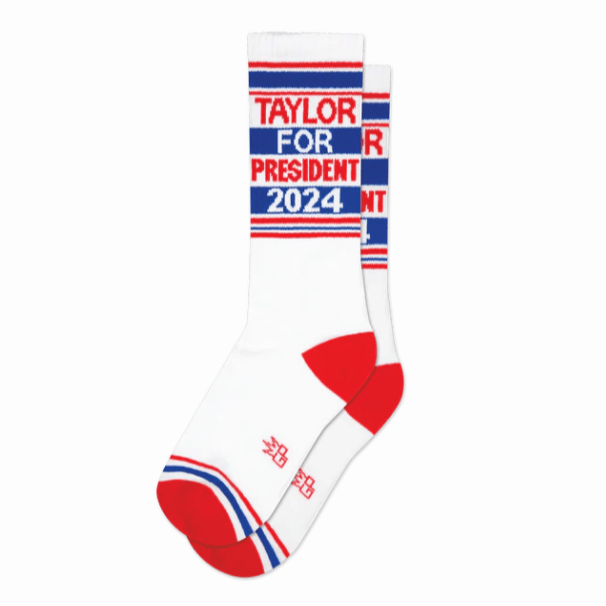 Taylor For President Crew Socks White