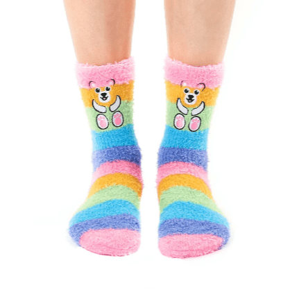 Fuzzy Teddy Crew Socks Multi