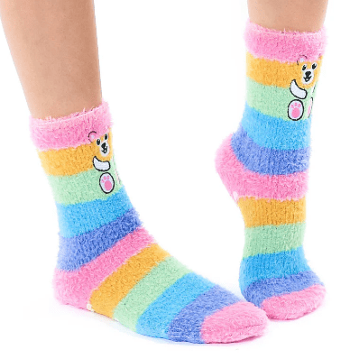 Fuzzy Teddy Crew Socks Multi