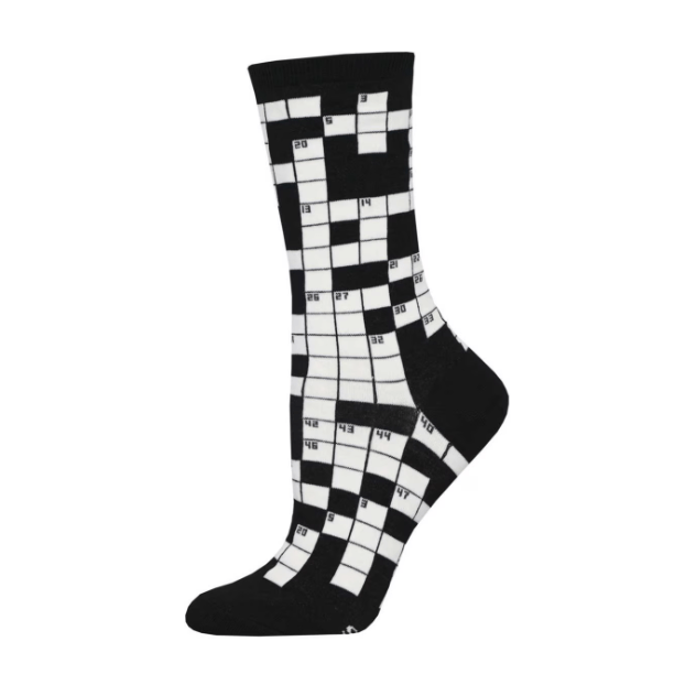 Sunday Crossword Women's Crew Socks Black