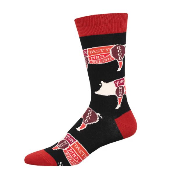 Whole Hog Men's Crew Socks Black