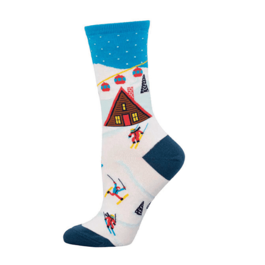 Ski In Ski Out Women's Crew Socks White