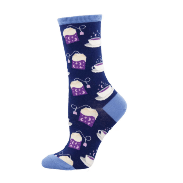 Night Tea Night Women's Crew Socks Blue