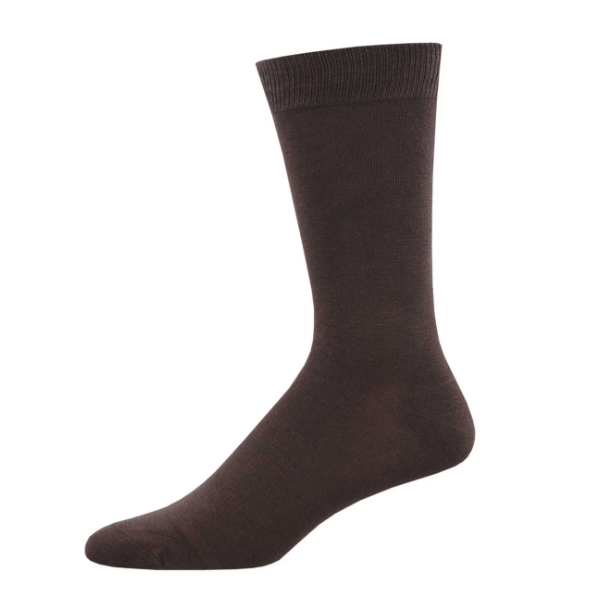 Brown Bamboo Men's King Size Crew Socks Brown