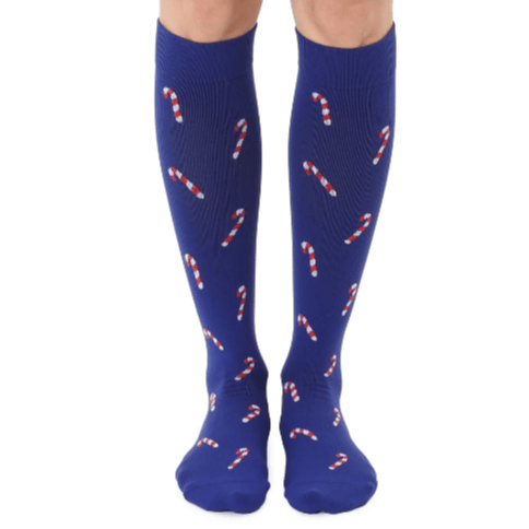 Candy Cane Compression Socks Blue