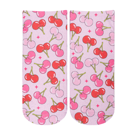 Cherry Print Ankle Socks Pink