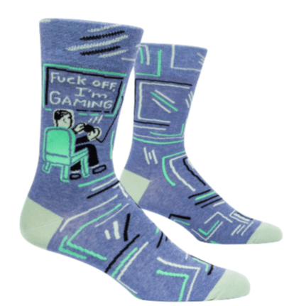 Fuck Off I&#39;m Gaming Men&#39;s Crew Socks Blue